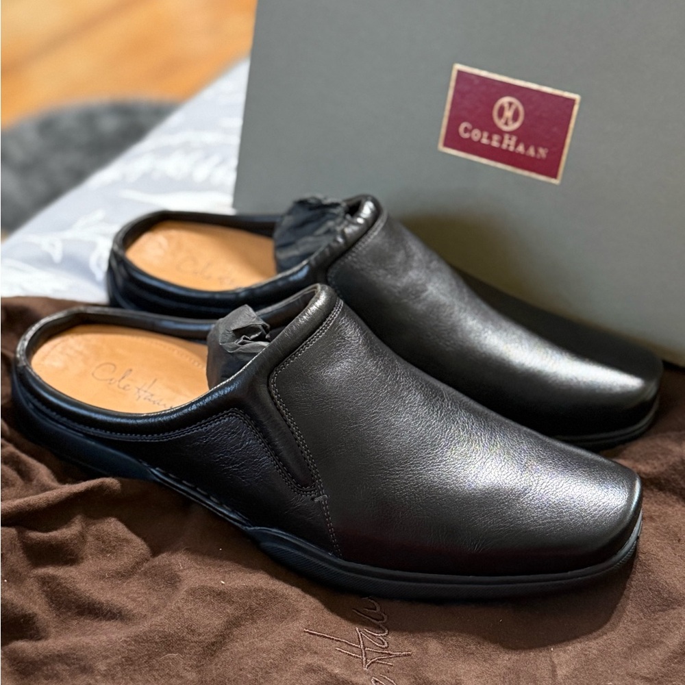 Cole Haan Men's Black Leather Slip-On Shoes